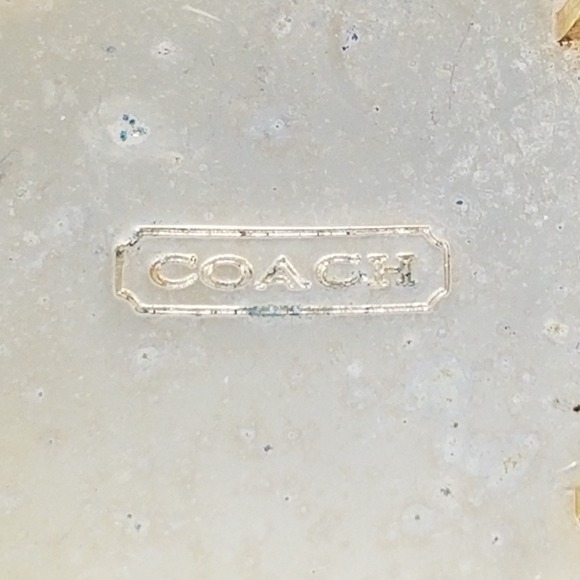 Coach‎ Signature C Logo Round Belt Buckle Gold Tone Black Cream Vintage